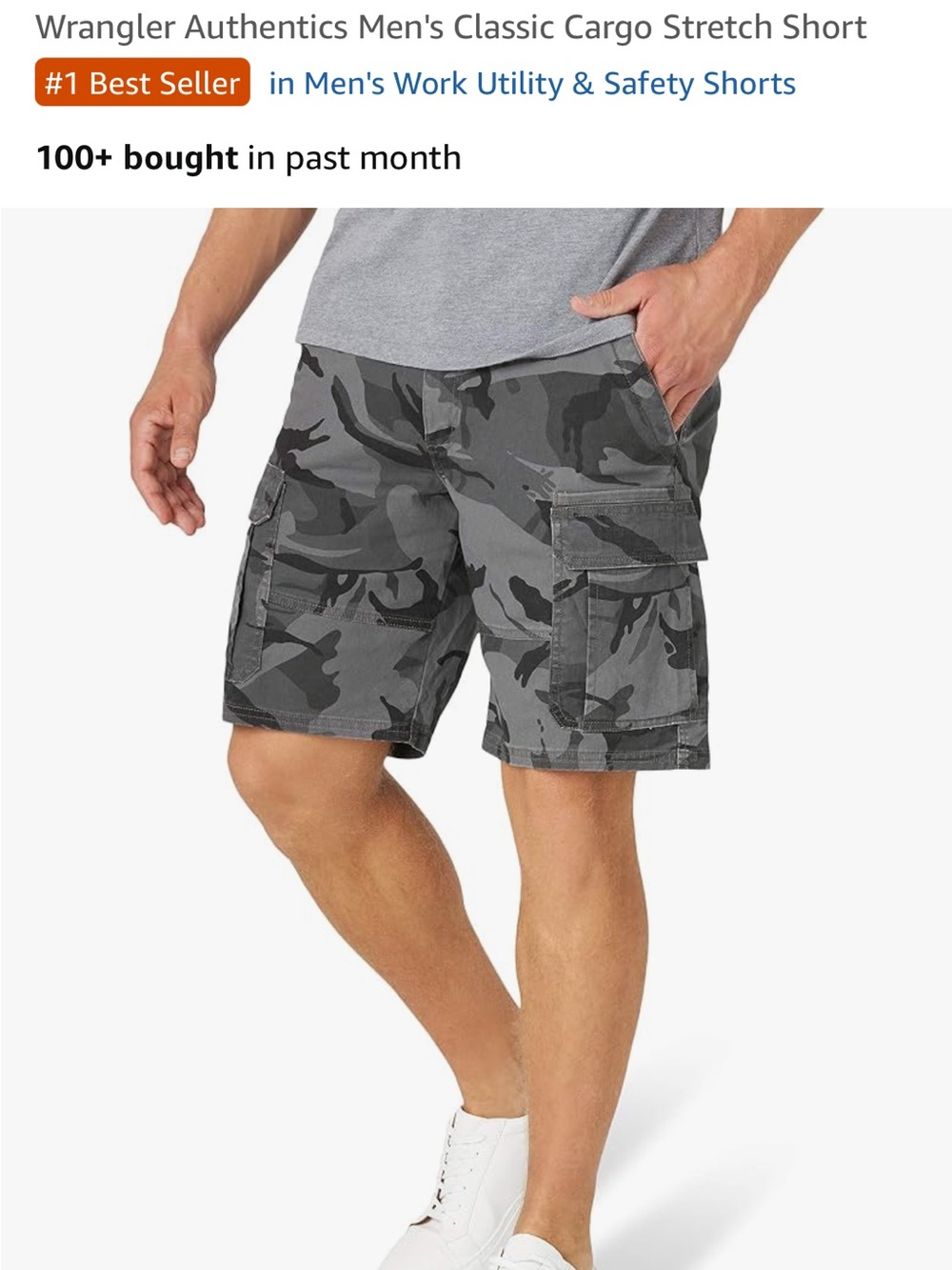 Wrangler Men's Gray Camo Cargo Shorts NWT